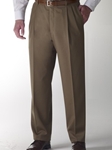 Wool/Cashmere Taupe Pleated Trouser