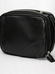 Black Double Zip Brief in Tumbled Leather
