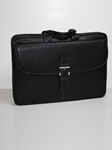 Black Double Zip Brief in Tumbled Leather