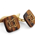 Gold Cufflinks with Double Mother-of-pearl Buttons