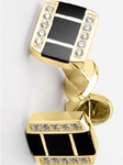 `Onyx CZ` Gold Cufflinks