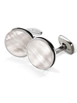 White Mother of Pearl Bordered Round Cufflinks | M-Clip New Cufflinks Collection 2016 | Sams Tailoring