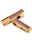 Gold with Cognac Alligator Money Clip | M-Clip New Money Clip | Sams Tailoring