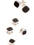 'Peace Sign` Silver Cufflinks and Studs Formal Suite