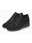 Black Leather Velvet Shock Absorber Women Sneaker | Mephisto Women Sneakers | Sams Tailoring Fine Women's Shoes