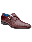 Burgundy Angelo Caiman Crocodile Single Buckle Monk Strap Shoe | Belvedere Dress Shoes | Sam's Tailoring Fine Men's Clothing