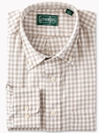 Tan Brushed Twill Check Long Sleeve Men Shirt | Gitman Shirts Collection | Sam's Tailoring Fine Men Clothing