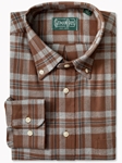 Browm Brushed Twill Check Long Sleeve Shirt | Gitman Shirts Collection | Sam's Tailoring Fine Men Clothing