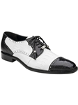 Black/White Ostrich Leather Batta Dress Shoe | Belvedere Dress Shoes | Sam's Tailoring Fine Men's Clothing