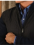 Button Mock Neck with Suede Trim