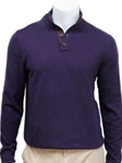 Button Mock Neck with Suede Trim