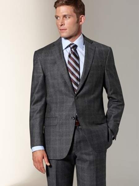 Hart Schaffner Marx Grey Flannel Plaid Suit 345325183 Hart Schaffner Marx Grey Flannel Plaid Suit 345325183
