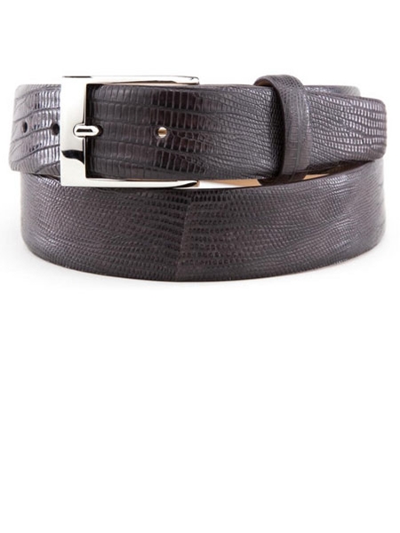 Dark Brown High Gloss Iguana Leather Belt BL121-02 - Robert  display picture 1