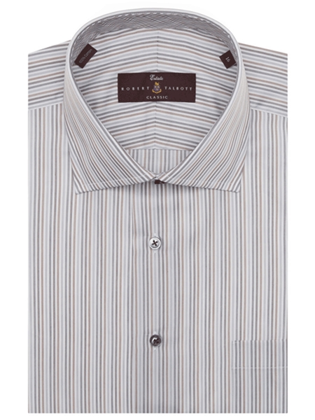 Brown, Grey and White Stripe Estate Dress Shirt | Robert Talbott Fall 2016  Collection | Sam's Tailoring