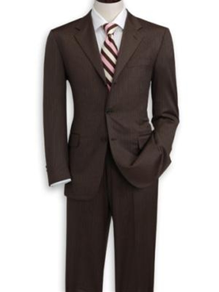 Hickey Freeman Tailored Clothing Brown Pin Stripe Suit 091305058