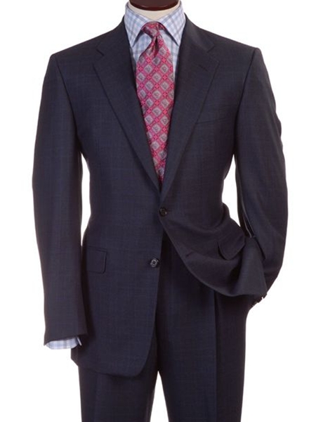 Hart Schaffner Marx Grey Mini-Herringbone Stripe Suit