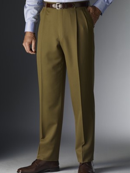 Hickey Freeman Tailored Clothing Olive Gabardine Trousers