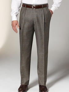 Brown Houndstooth Double Pleat Trouser