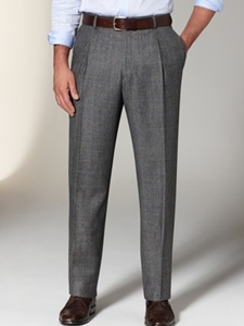 Grey Houndstooth Single Pleat Trouser
