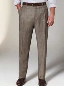 Brown Plaid Single Pleat Trouser