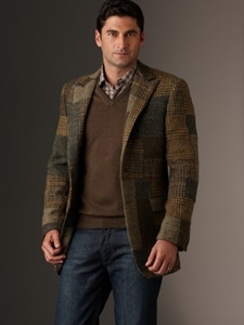 Modern Mahogany Collection Green Patchwork Sportcoat