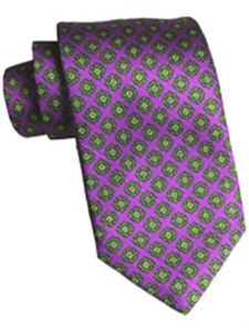 Best of Class Extra Long Italian Printed Wide Wale Foulard Tie in Grape