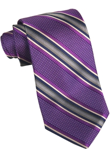 Best of Class Extra Long Handsewn Ombre Satin Stripe Tie in Purple