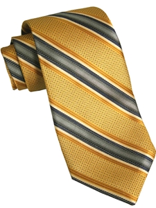Best of Class Extra Long Handsewn Ombre Satin Stripe Tie in Gold