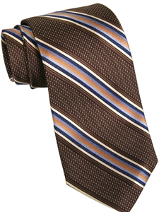 Best of Class Extra Long Handsewn Ombre Satin Stripe Tie in Brown