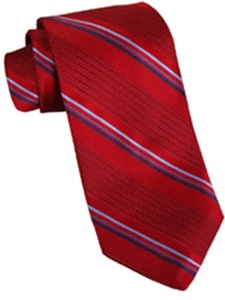 Best of Class Extra Long Handsewn Italian Multi-textured Stripe Tie in Red