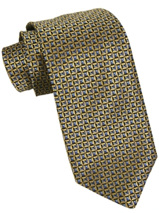 Best of Class Extra Long Handsewn Italian Woven Geometric Tie in Gold