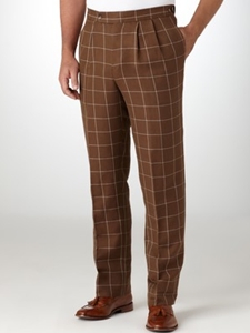Windowpane Pleated Pants