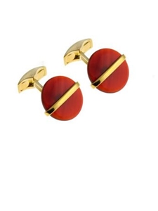 Gold Cufflinks with Round Carnelian