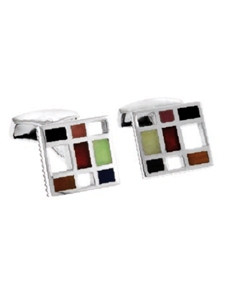Tateossian London Multicolor Silver Mondrianesque CL2160 - Cufflinks | Sam's Tailoring Fine Men's Clothing