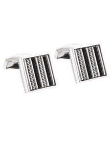 Tateossian London Silver/Black Silver 18K Royal Cable Square CL2095 - Cufflinks | Sam's Tailoring Fine Men's Clothing