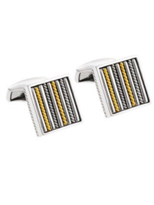Tateossian London Silver 18K Yellow Gold Royal Cable Square CL2096 - Cufflinks | Sam's Tailoring Fine Men's Clothing