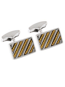 Tateossian London Silver 18K Yellow Gold Royal Cable Rect CL1388 - Cufflinks | Sam's Tailoring Fine Men's Clothing