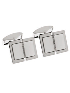 Tateossian London White Mother of Pearl Rect Silver Sartorial Diamond CL1288 - Cufflinks | Sam's Tailoring Fine Men's Clothing
