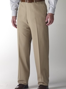 Hart Schaffner Marx Gabardine Tan Flat Front Trouser 535215465729 - Trousers | Sam's Tailoring Fine Men's Clothing