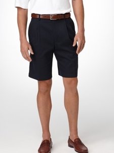 Navy Double Pleat Shorts
