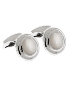 Tateossian London Mother of Pearl Silver Bond Street Round CL1004 - Cufflinks | Sam's Tailoring Fine Men's Clothing