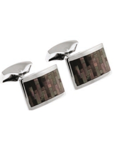 Tateossian London Black Mother of Pearl Silver Royal Exchange Mop Rect CL0984 - Cufflinks | Sam's Tailoring Fine Men's Clothing