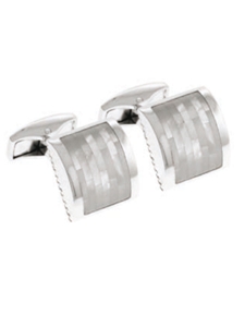 Tateossian London Mother of Pearl Silver Slice D-Shape CL1058 - Cufflinks | Sam's Tailoring Fine Men's Clothing