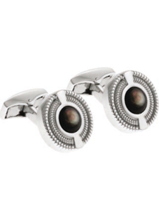 Tateossian London Black Mother of Pearl Silver Snake Round CL0493 - Cufflinks | Sam's Tailoring Fine Men's Clothing