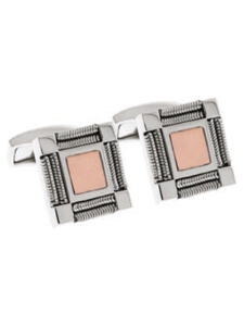 Tateossian London Silver with 18k Rose Gold Snake Square CL0733 - Cufflinks | Sam's Tailoring Fine Men's Clothing