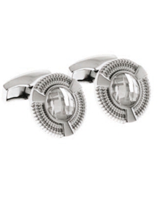 Tateossian London Clear Silver CZ Snake Round CL1040 - Cufflinks | Sam's Tailoring Fine Men's Clothing