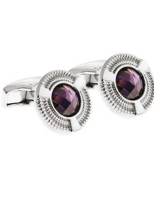 Tateossian London Purple Silver CZ Snake Round CL0993 - Cufflinks | Sam's Tailoring Fine Men's Clothing