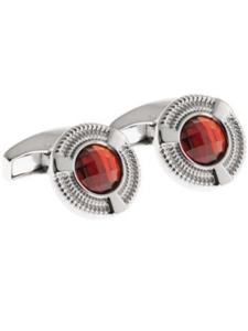 Tateossian London Red Silver CZ Snake Round CL0994 - Cufflinks | Sam's Tailoring Fine Men's Clothing