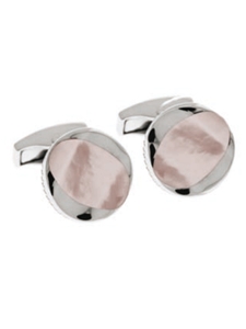 Tateossian London Pink Mother of Pearl Silver Dune Round CL1413 - Cufflinks | Sam's Tailoring Fine Men's Clothing