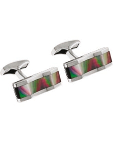 Tateossian London Black Mother of Pearl Silver Wave CL0642 - Cufflinks | Sam's Tailoring Fine Men's Clothing